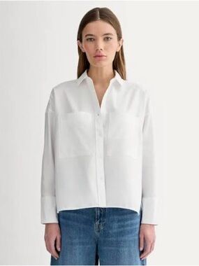 Everlane Boxy Oxford White Cotton Button-Down Shirt